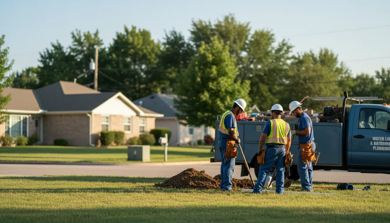 Residential water line and bathroom plumbing service in Dow, IL